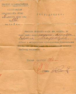 Удостоверения 1919 года