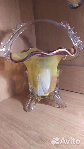 Ваза конфетница цветное стекло СССР