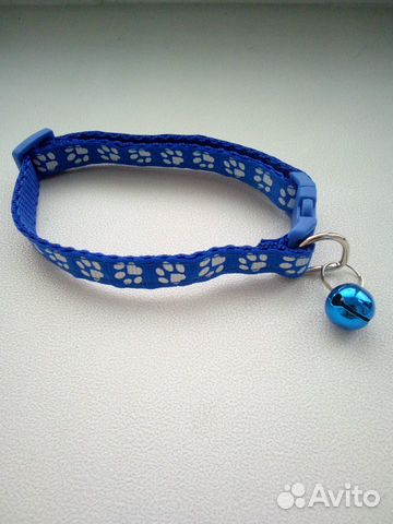 Синий ошейник с бубенчиком