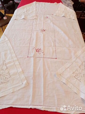 Винтажная льняная скатерть