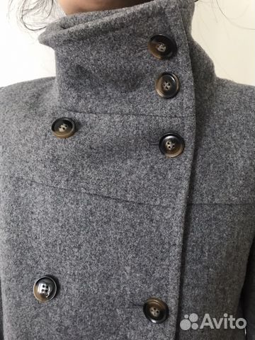 Пальто шерстяное Benetton. Воротник стойка