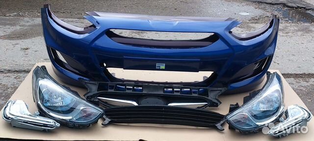 Бампер hyndai solaris 2011-2014 год синий