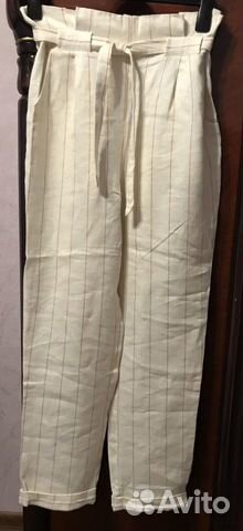 12 storeez Брюки с защипами льняные в полоску новы 12 storeez Брюки с защипами льняные в полоску новы