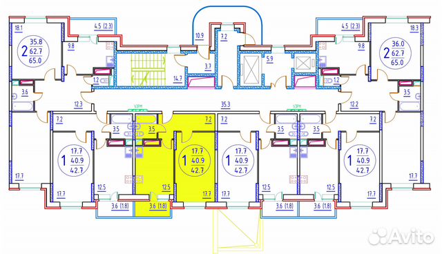 1-к квартира, 42.7 м², 7/17 эт.