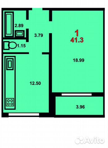 1-к квартира, 41.3 м², 14/17 эт.