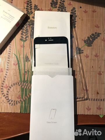 Фирменное защитное стекло Baseus iPhone 7 Plus чёр