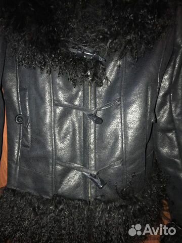 Куртка черная 44-46, весна-осень, мех натуральный