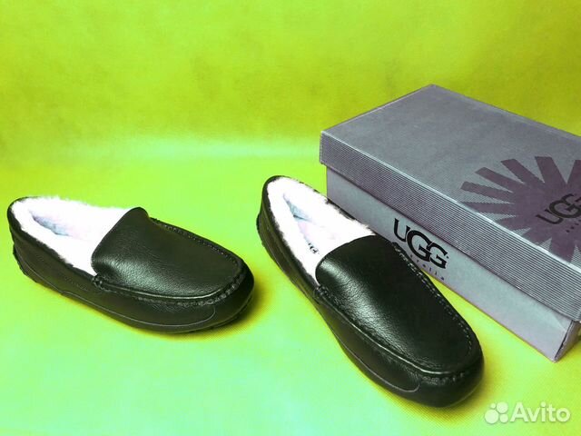 Мокасины зимние Ugg Ascot кожаные на меху черные Мокасины зимние Ugg Ascot кожаные на меху черные