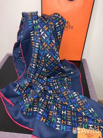 Шикарный платок Hermes, синий