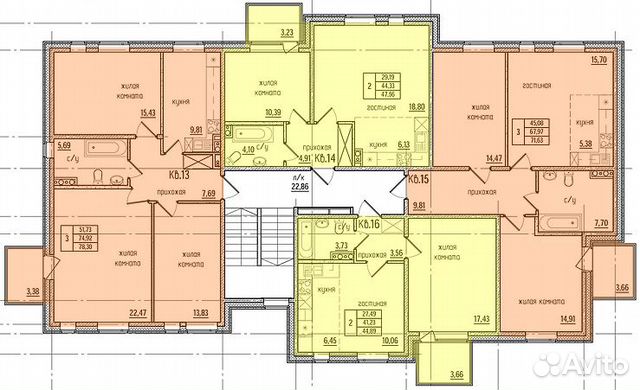 2-к квартира, 44.3 м², 4/5 эт.