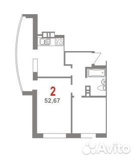2-к квартира, 52.7 м², 8/25 эт.