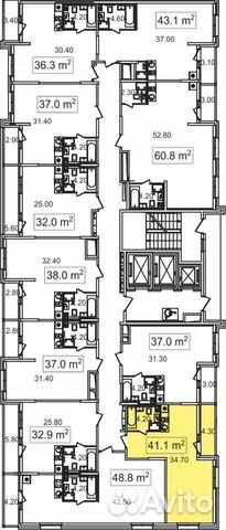 1-к квартира, 41.1 м², 13/26 эт. 1-к квартира, 41.1 м², 13/26 эт.