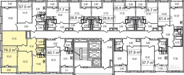 3-к квартира, 76.2 м², 11/25 эт.