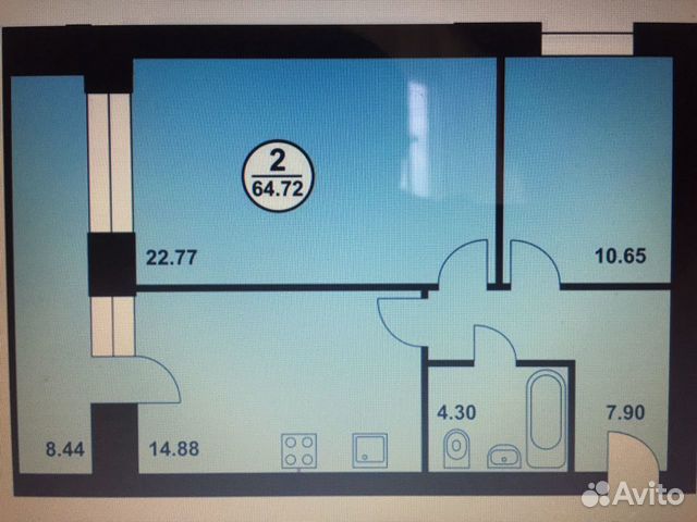 2-к квартира, 64.7 м², 9/14 эт. 2-к квартира, 64.7 м², 9/14 эт.