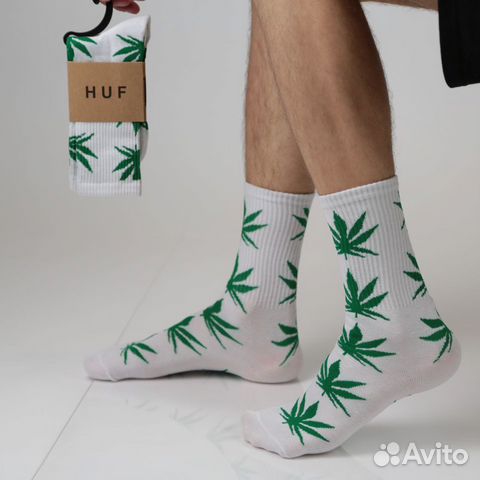 Носки HUF бело-зеленые Носки HUF бело-зеленые