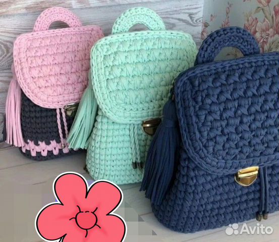 Детские вязаные рюкзаки,сумки