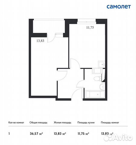 1-к квартира, 36.6 м², 8/14 эт. 1-к квартира, 36.6 м², 8/14 эт.