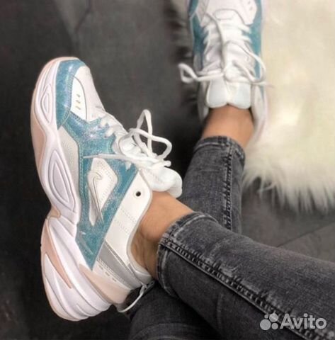 Nike m2k tekno бело голубые