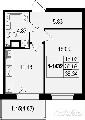 1-к квартира, 41.7 м², 7/10 эт. 1-к квартира, 41.7 м², 7/10 эт.