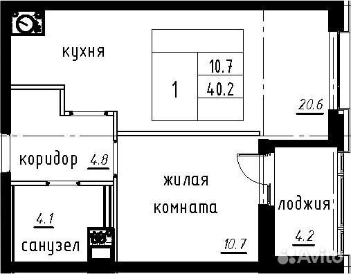 1-к квартира, 42.3 м², 3/13 эт.
