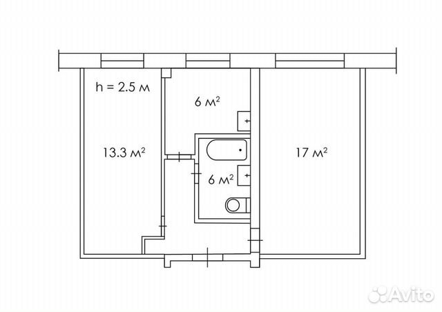  2-room apartment, 45 m2, 1/5 floor  89201180584 buy 1