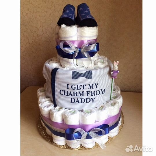 Подарок на выписку из роддома- Торт из памперсов