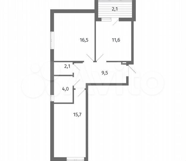 2-к. квартира, 61,5 м², 2/5 эт.