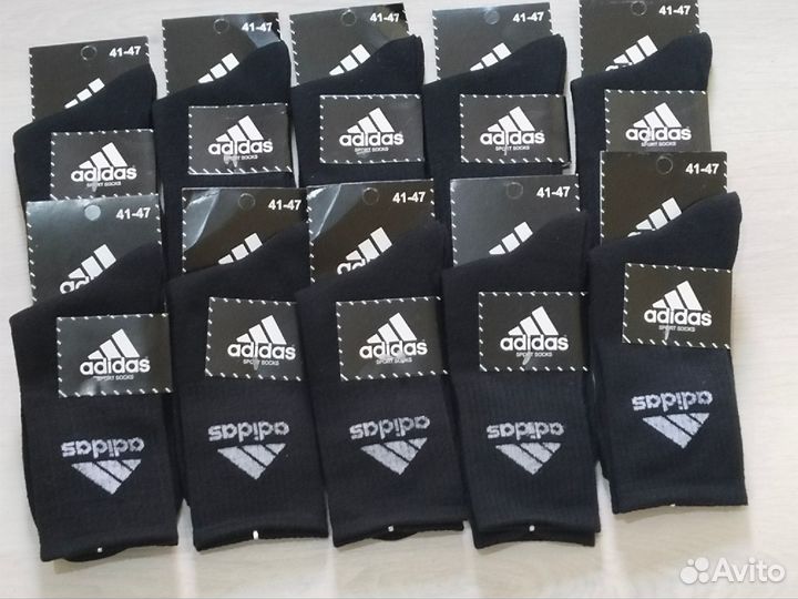 Носки adidas высокие черные 10 пар