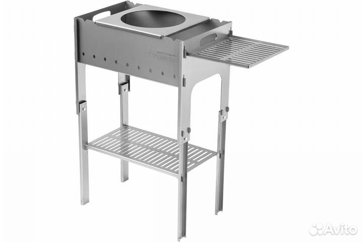 Мангал разборный со столиком и подставкой под каза