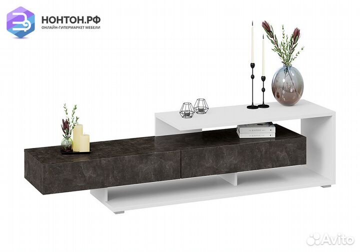 Тв-тумба Монтана TV-4 белый / ателье темный глянец