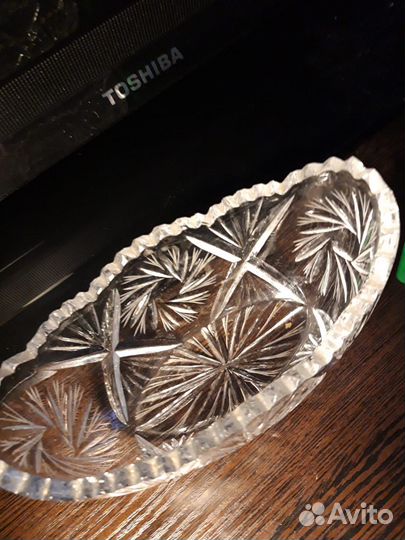 Хрустальная конфетница ладья cccp