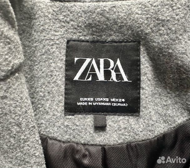 Серое пальто zara