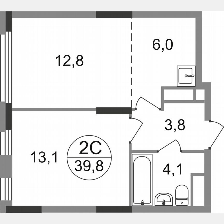 2-к. квартира, 39,8 м², 5/17 эт.