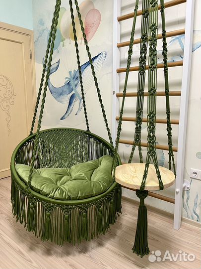 Качель Бохо, подвесной столик и подвес для кашпо