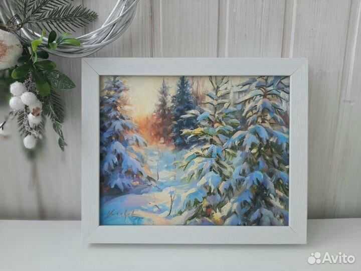 Картина маслом Зимний пейзаж