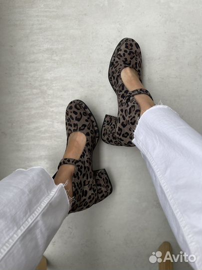 Туфли женские натуральная замша леопард