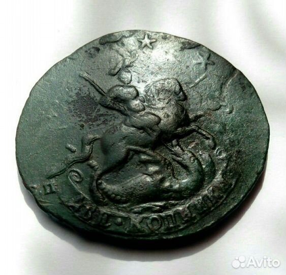 2 коп. перечекан из 4 копеек Петра 3. 1762, 1766