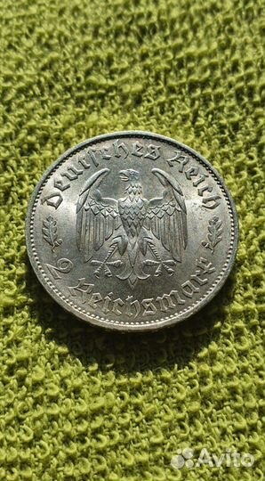 2 марки 1934 г F, 175 лет со д.р. Шиллера Германия