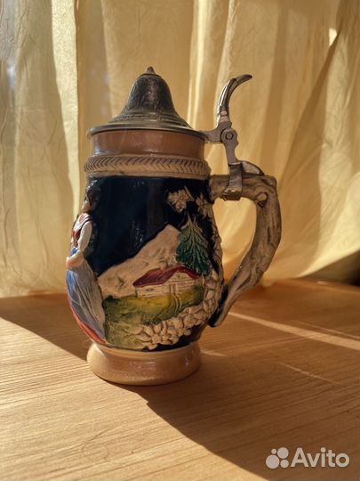 Керамическая пивная кружка с крышкой