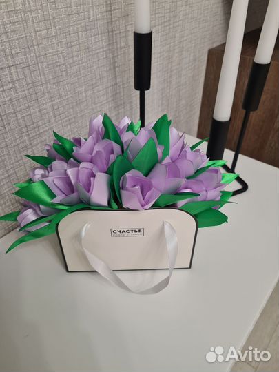 Букеты из атласных лент