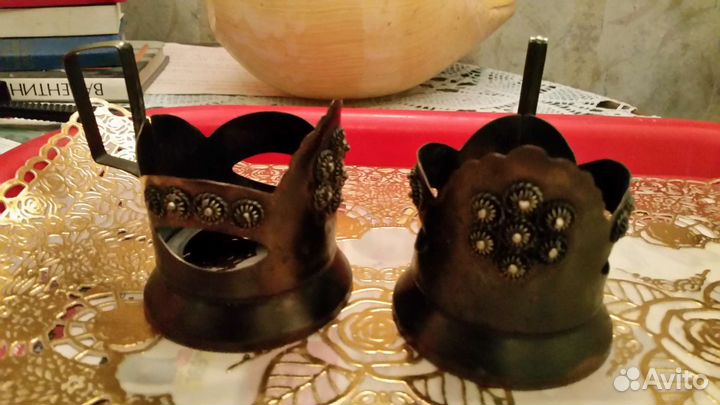 Ступка старинная,подстаканники винтаж