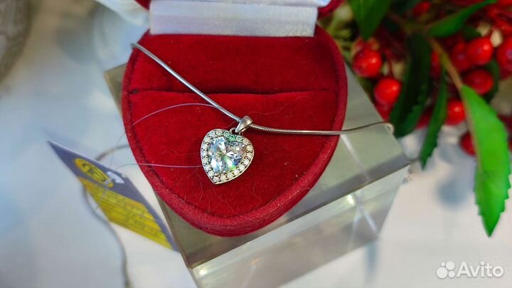 Подвеска с хрустальным сердцем, 2,09 гр 925