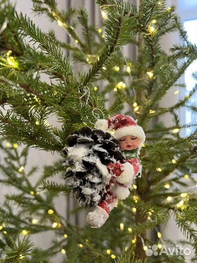 Елочная игрушка из ваты (спящий мальчик)