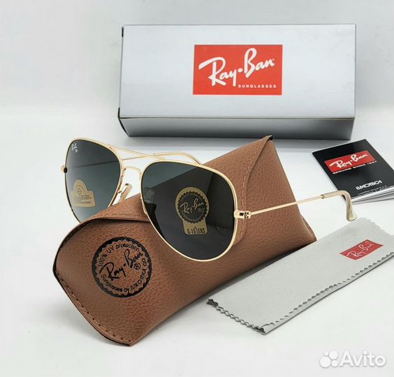 Солнцезащитные очки Ray Ban авиаторы стекло Листай