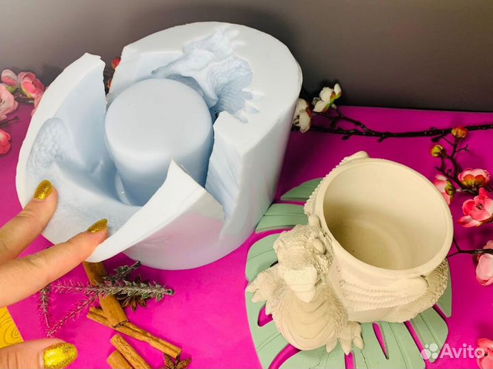 Силиконовая форма молд кашпо ваза горыныч