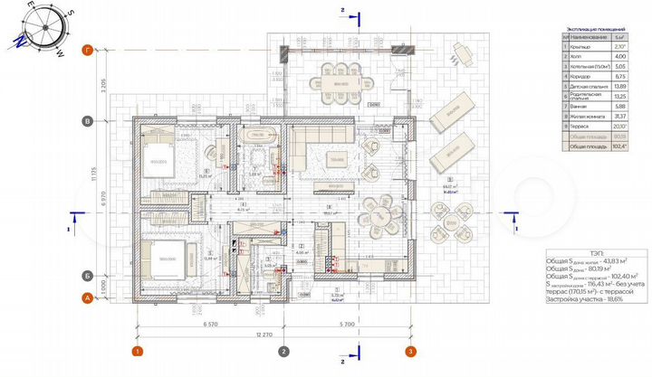 Дом 102,4 м² на участке 9,2 сот.