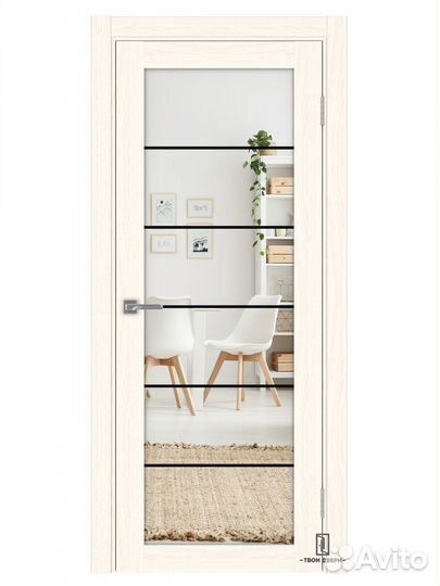 Дверь межкомнатная асс 501.2 зеркало (черные молди