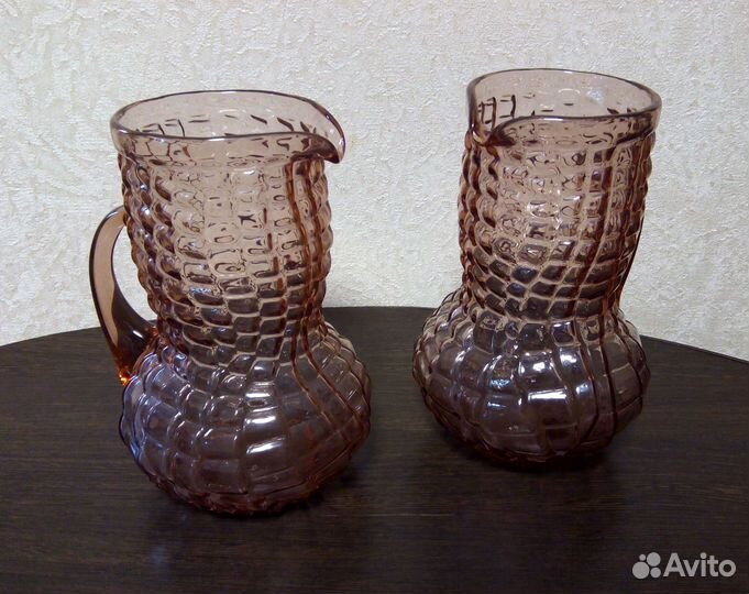 Графин/Кувшин цветное стекло Неман винтаж