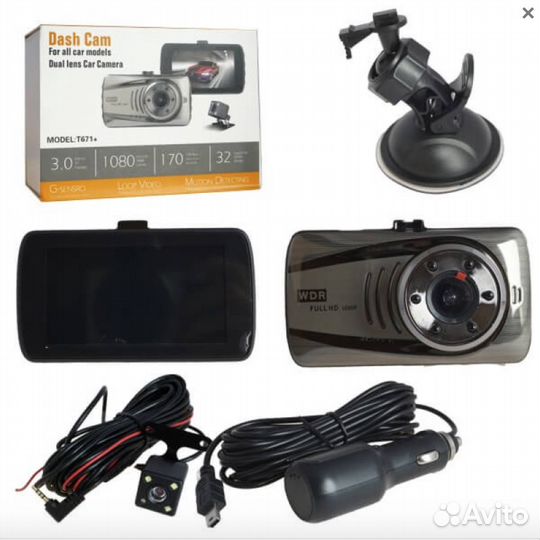 Видеорегистратор T671+ с 2-мя камерами