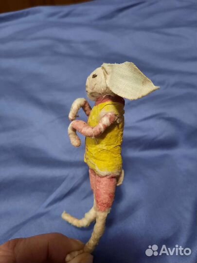 Старинная ёлочная игрушка Заяц вата редкость